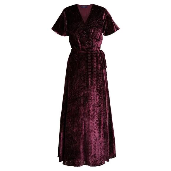 Polo Ralph Laurent Burn-Out Velvet Wrap Maxi Dress 4 - Picture 10 of 11